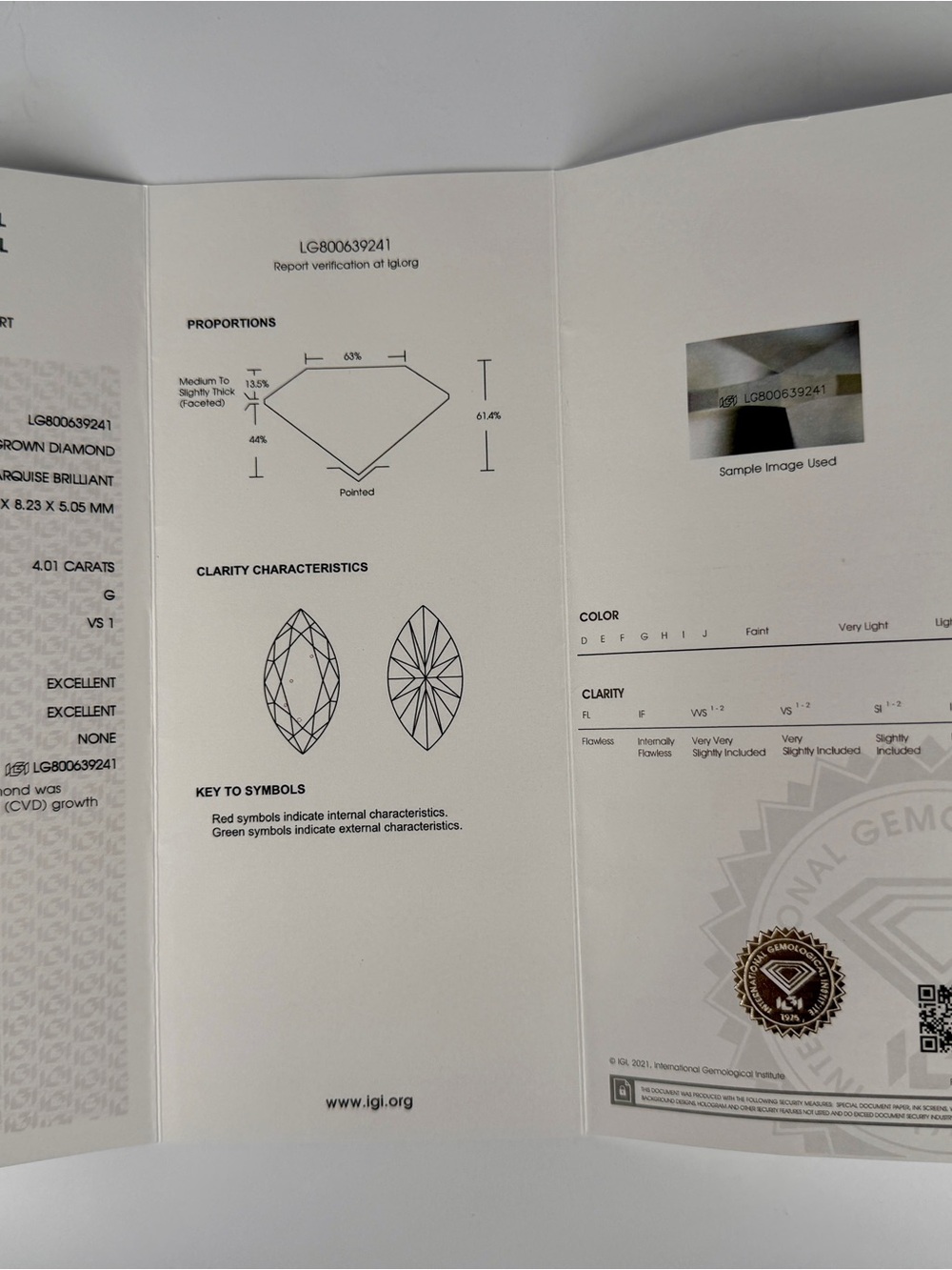 4.01 Ct IGI Certified Lab Grown Marquise Loose Diamond G VS1 CVD Excellent | New - Picture 5 of 5